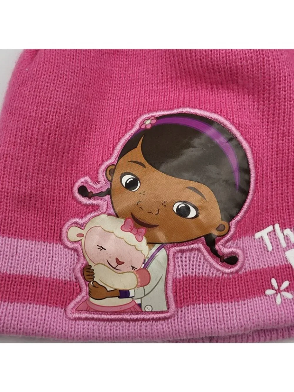 Disney Doc McStuffins girls' knit winter beanie hat cap Lamb hug